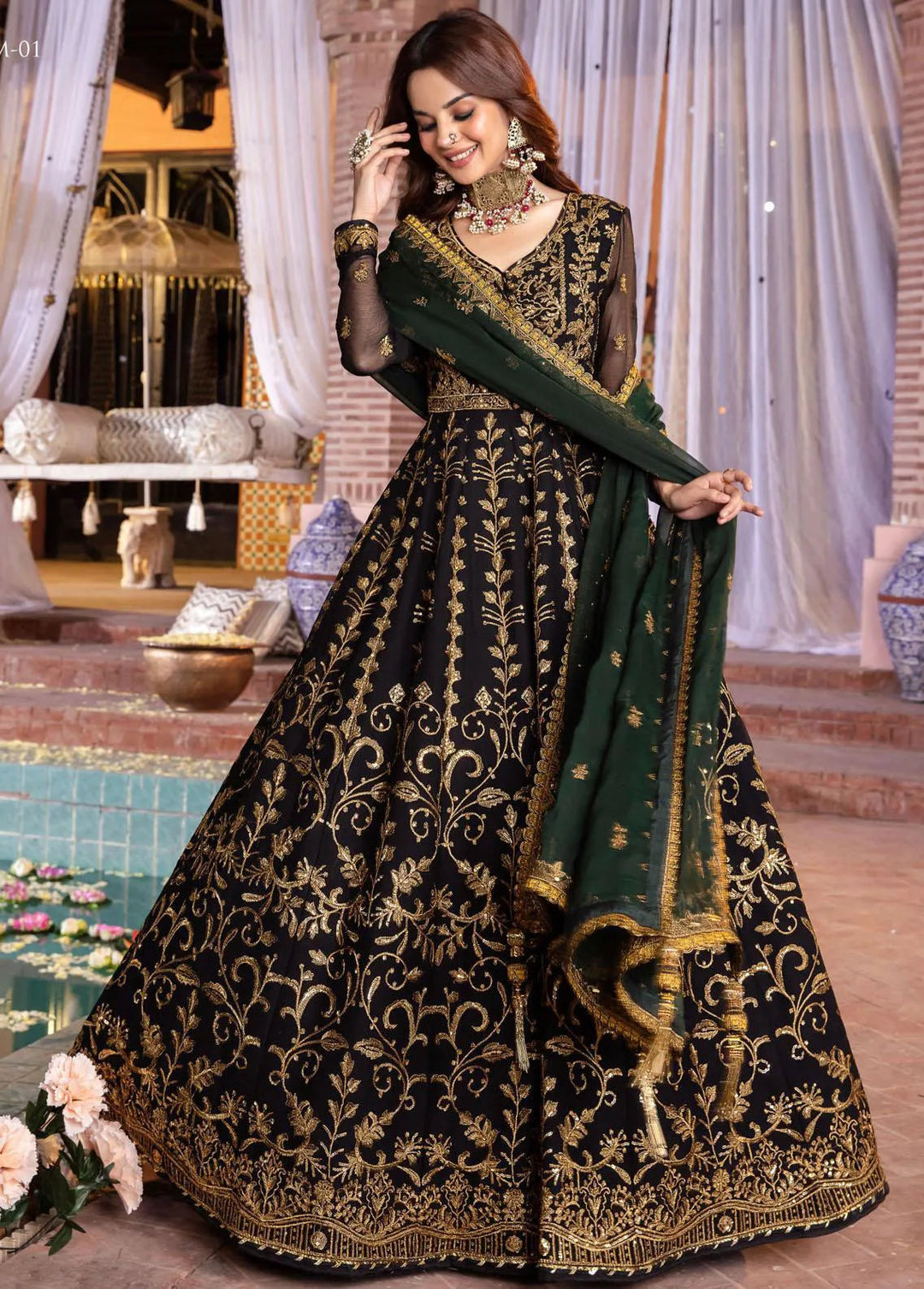 Mehr-o-Maah by Asim Jofa Embroidered Unstitched Suit 3 Piece AJ23MM AJM-01 - Luxury Festive Collection