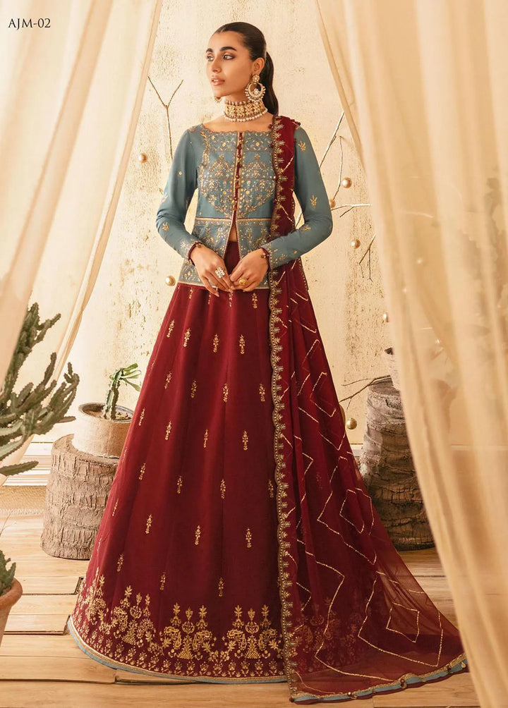 Mehr-o-Maah by Asim Jofa Embroidered Unstitched Suit 3 Piece AJ23MM AJM-02 - Luxury Festive Collection