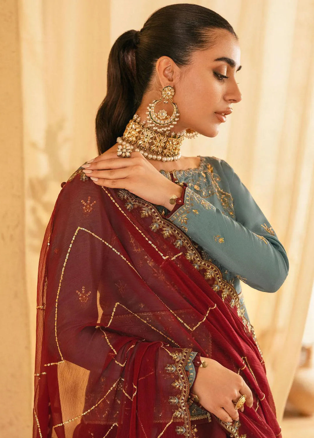 Mehr-o-Maah by Asim Jofa Embroidered Unstitched Suit 3 Piece AJ23MM AJM-02 - Luxury Festive Collection