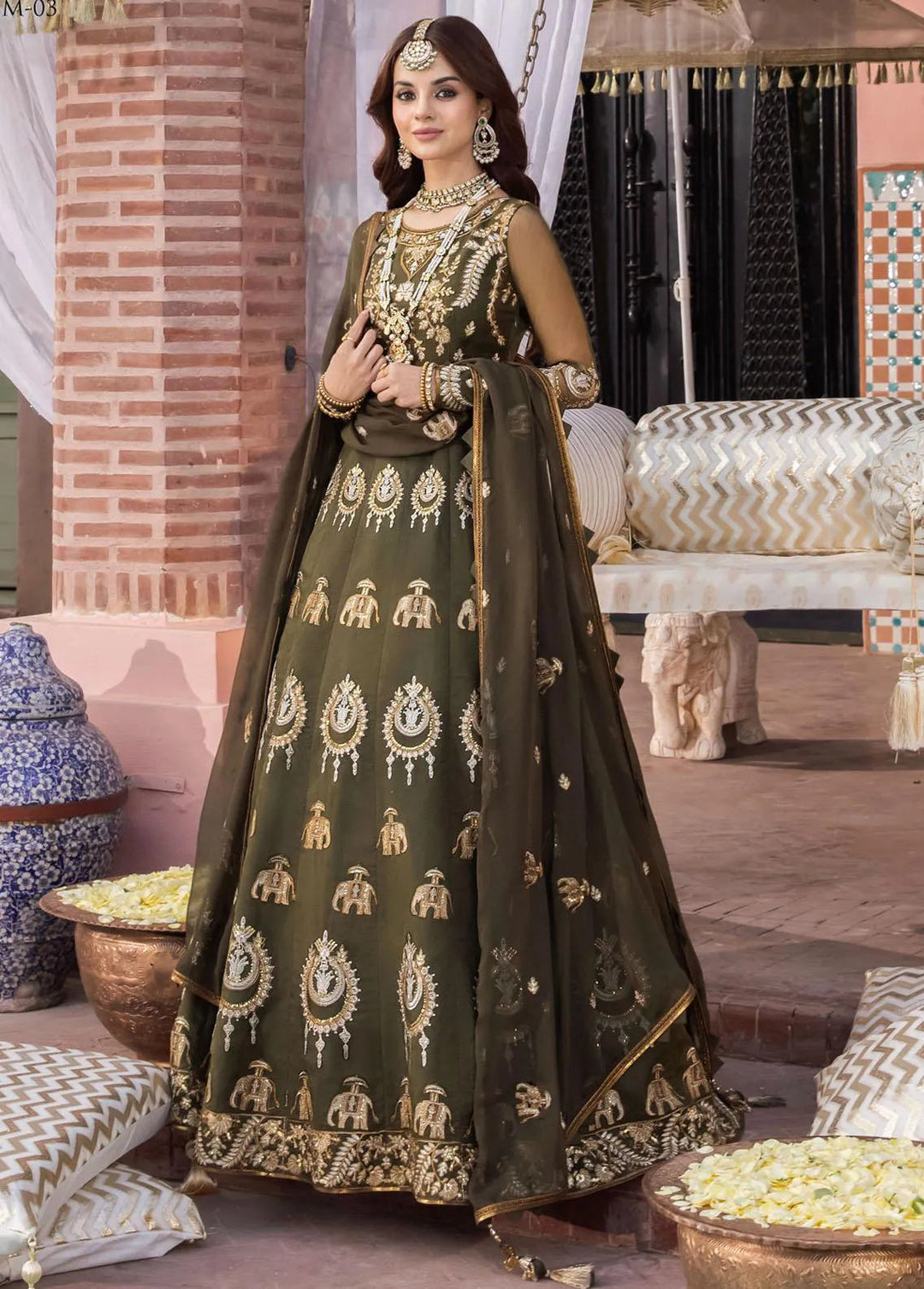 Mehr-o-Maah by Asim Jofa Embroidered Unstitched Suit 3 Piece AJ23MM AJM-03 - Luxury Festive Collection