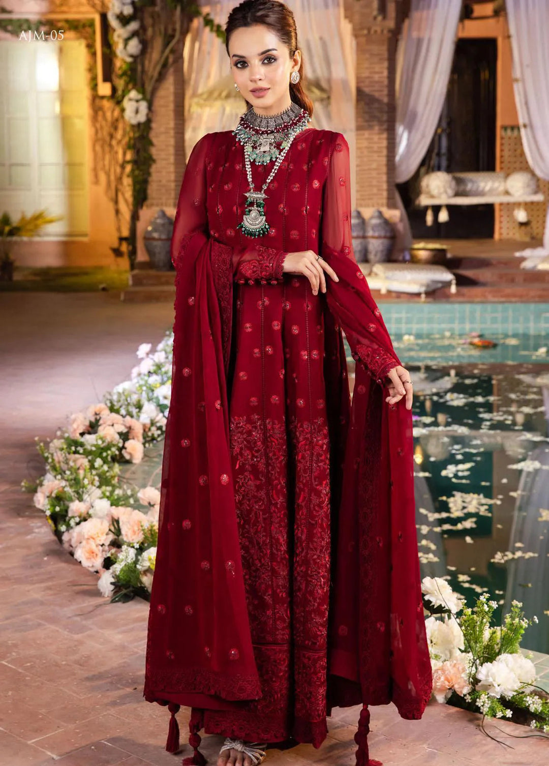 Mehr-o-Maah by Asim Jofa Embroidered Unstitched Suit 3 Piece AJ23MM AJM-05 - Luxury Festive Collection
