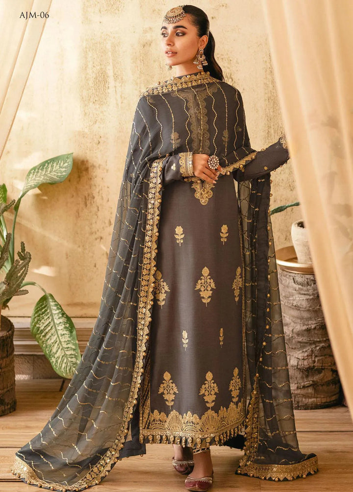 Mehr-o-Maah by Asim Jofa Embroidered Unstitched Suit 3 Piece AJ23MM AJM-06 - Luxury Festive Collection