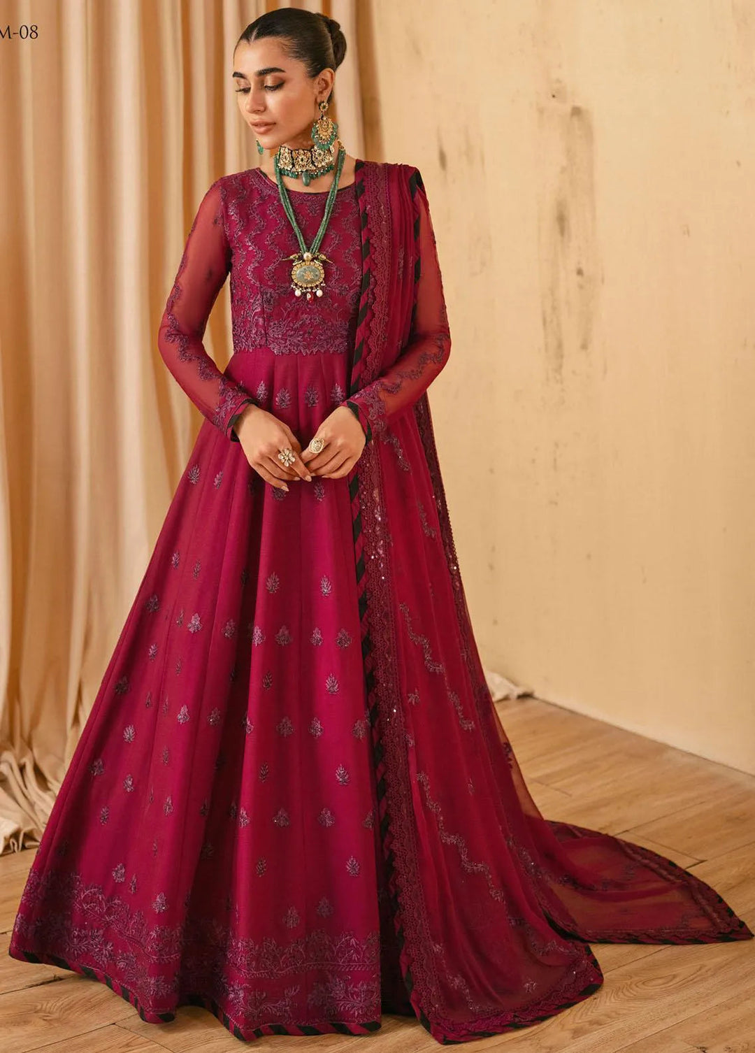 Mehr-o-Maah by Asim Jofa Embroidered Unstitched Suit 3 Piece AJ23MM AJM-08 - Luxury Festive Collection
