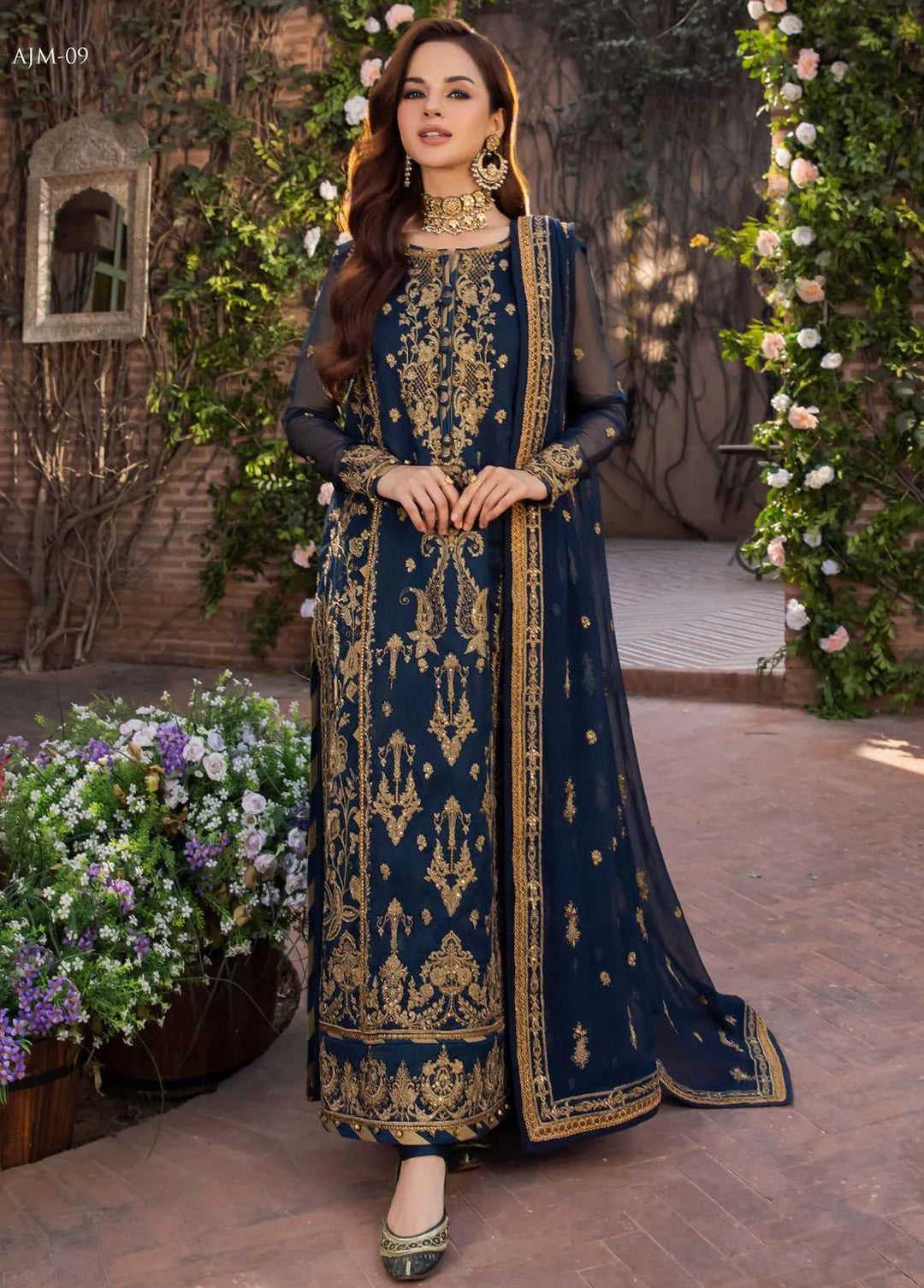 Mehr-o-Maah by Asim Jofa Embroidered Unstitched Suit 3 Piece AJ23MM AJM-09 - Luxury Festive Collection