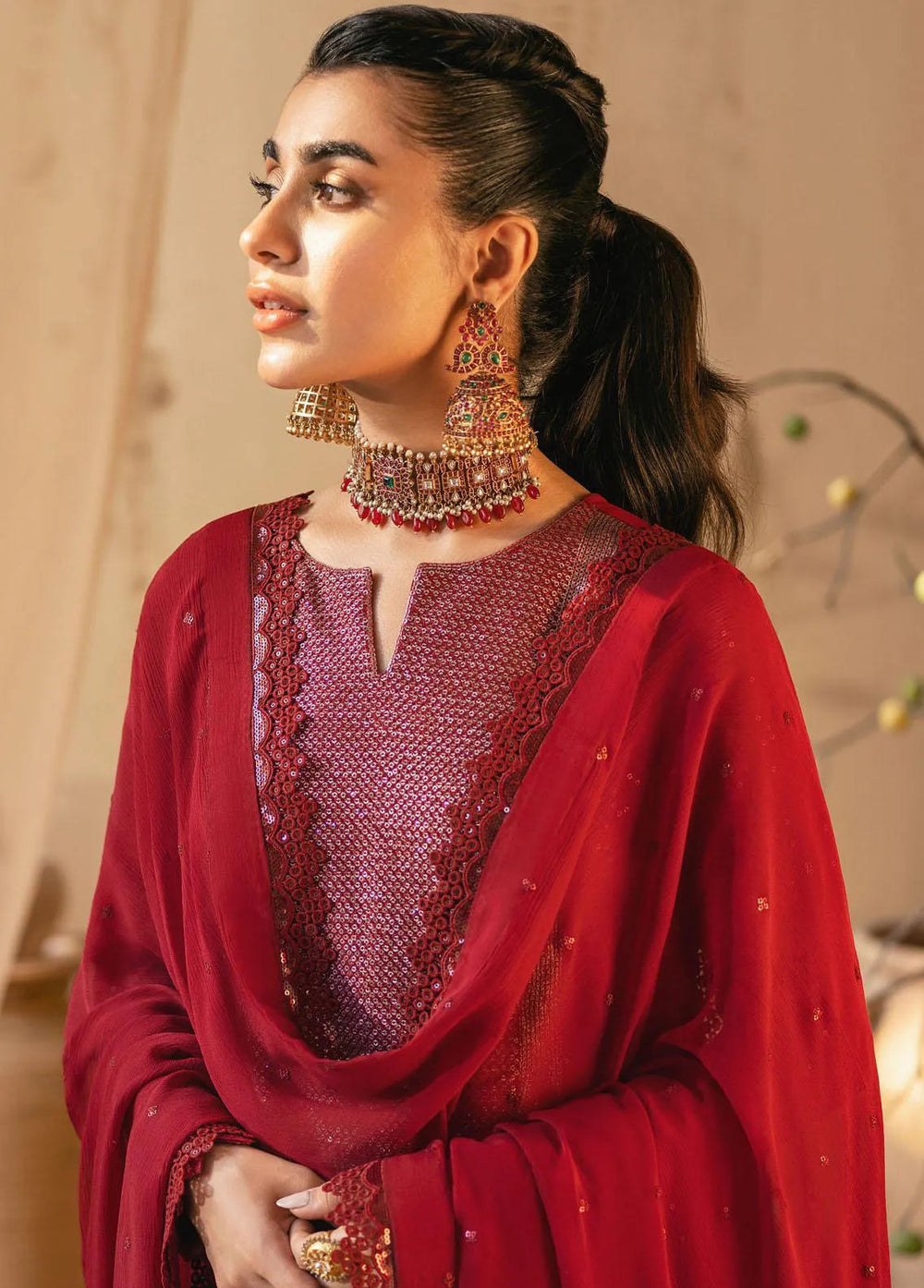 Mehr-o-Maah by Asim Jofa Embroidered Unstitched Suit 3 Piece AJ23MM AJM-12 - Luxury Festive Collection