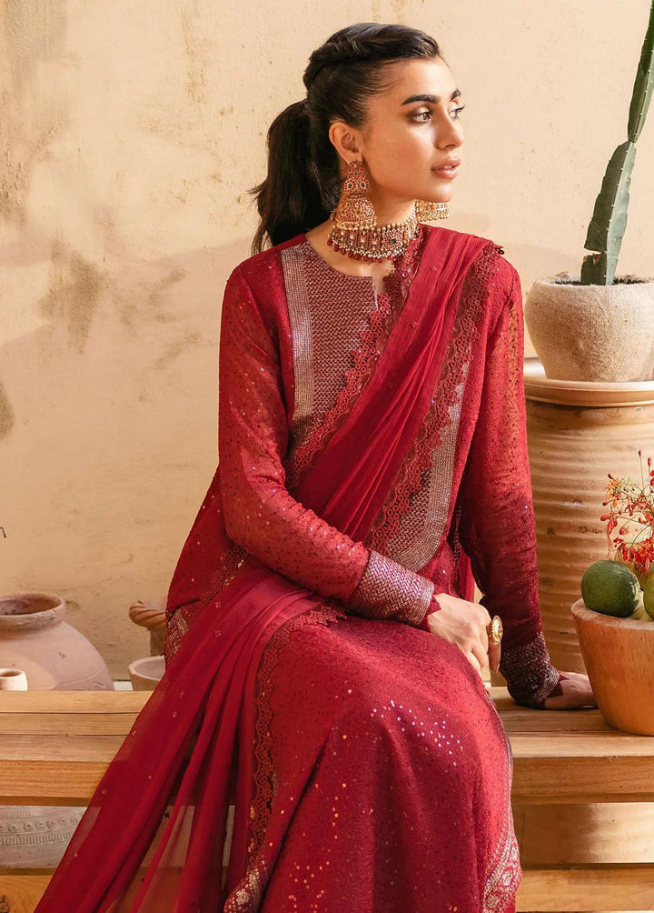 Mehr-o-Maah by Asim Jofa Embroidered Unstitched Suit 3 Piece AJ23MM AJM-12 - Luxury Festive Collection