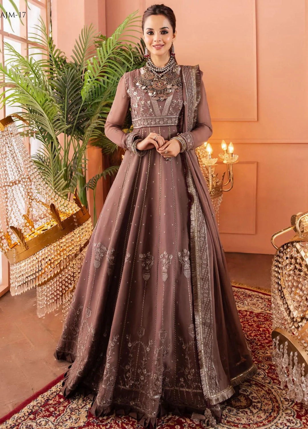 Mehr-o-Maah by Asim Jofa Embroidered Unstitched Suit 3 Piece AJ23MM AJM-17 - Luxury Festive Collection
