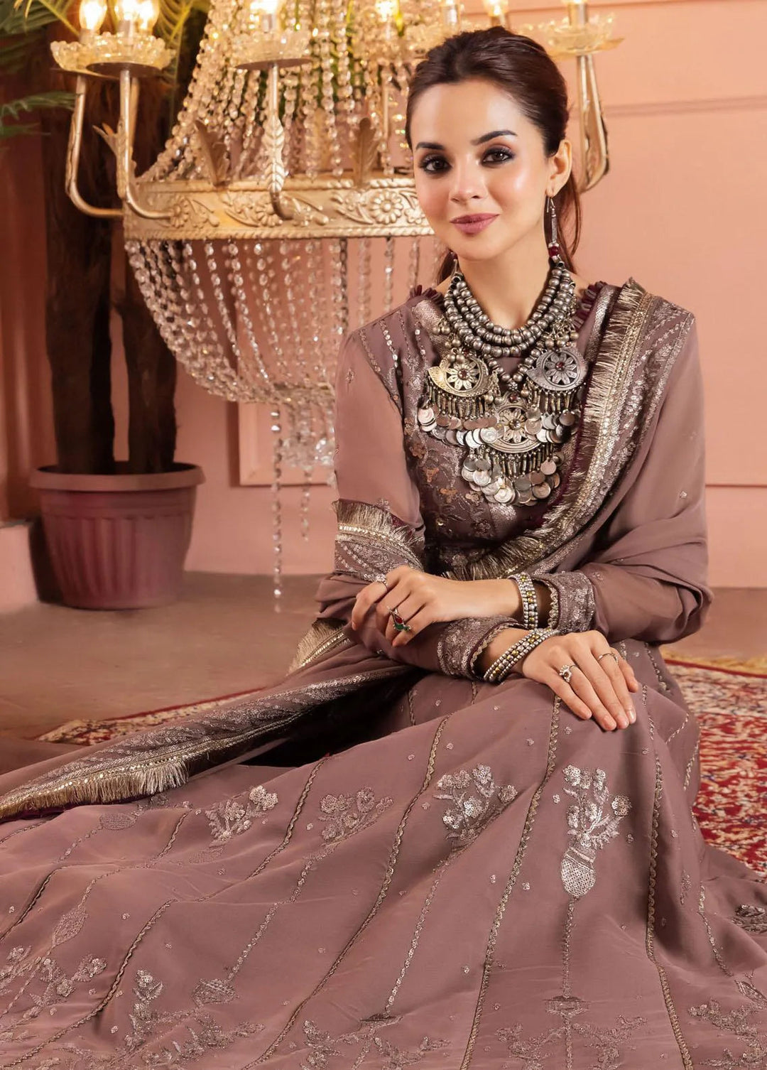 Mehr-o-Maah by Asim Jofa Embroidered Unstitched Suit 3 Piece AJ23MM AJM-17 - Luxury Festive Collection