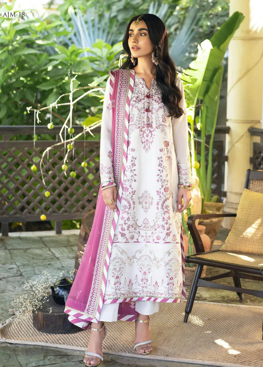 Mehr-o-Maah by Asim Jofa Embroidered Unstitched Suit 3 Piece AJ23MM AJM-18 - Luxury Festive Collection