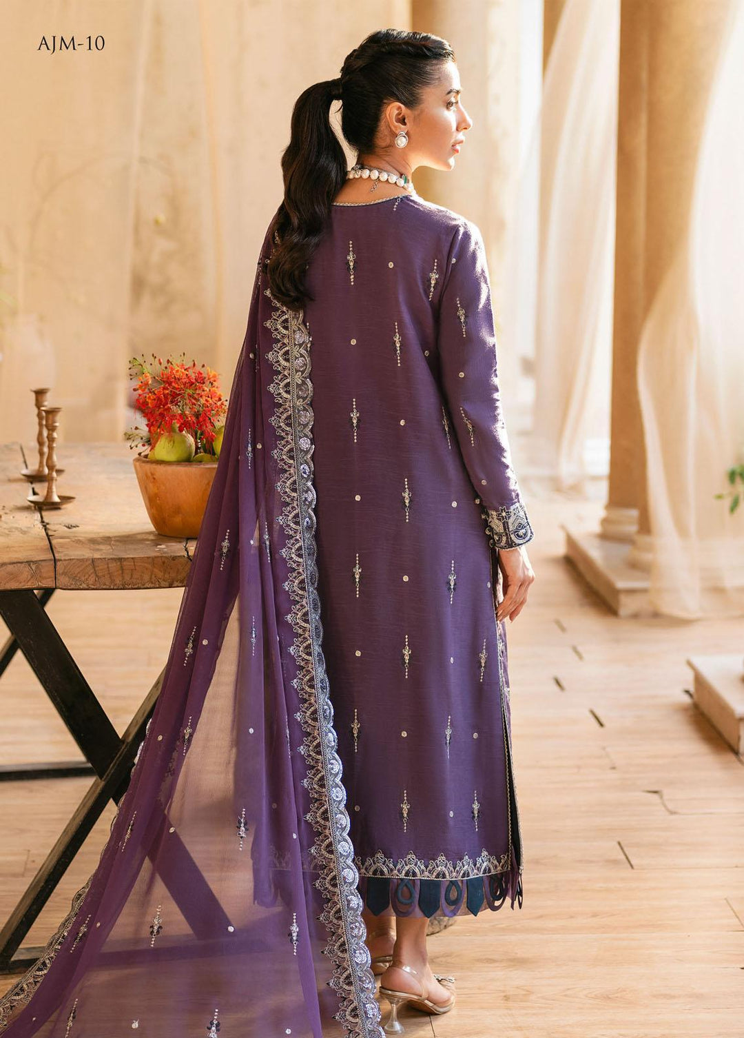 Mehr-o-Maah by Asim Jofa Embroidered Suits Unstitched 3 Piece AJ23MM AJM-10 - Luxury Festive Collection