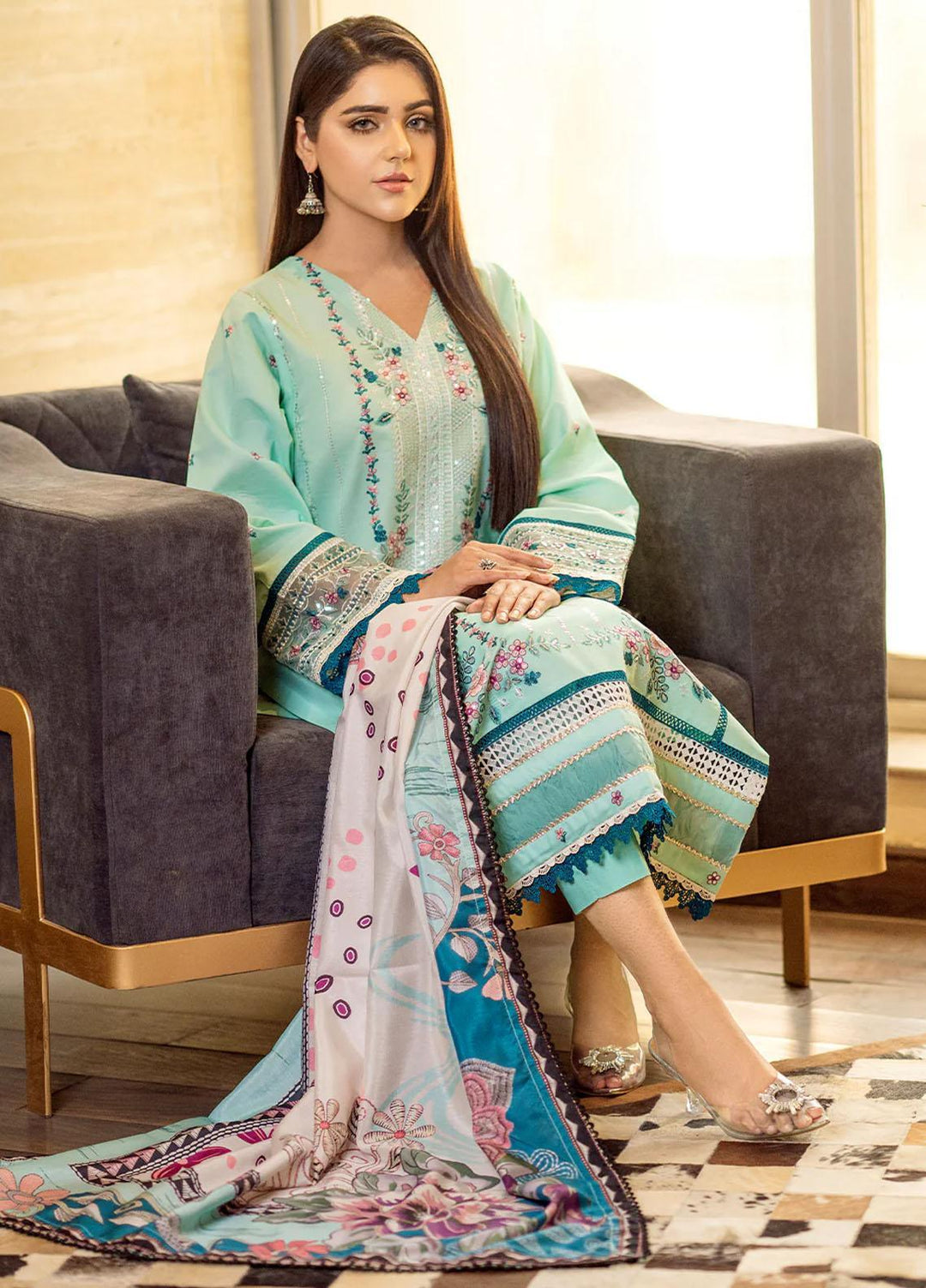Mehr O Mah By Bin Ilyas Embroidered Lawn Suits Unstitched 3 Piece BI23MM 1811-A - Summer Collection