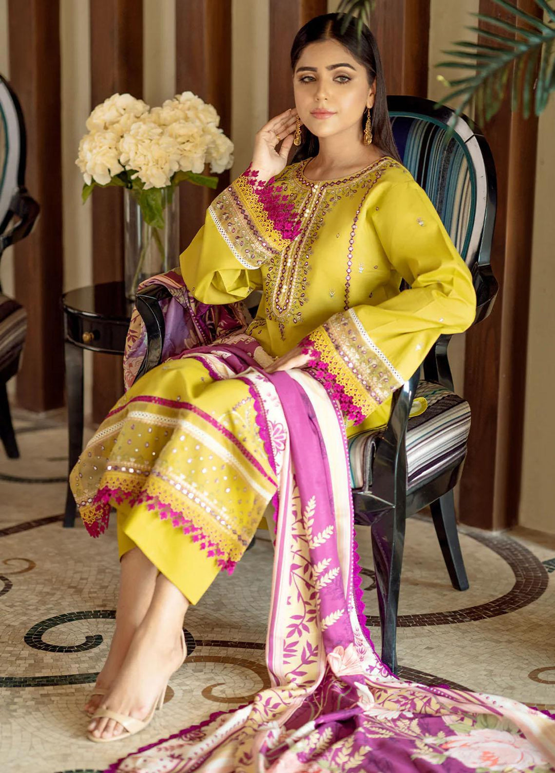 Mehr O Mah By Bin Ilyas Embroidered Lawn Suits Unstitched 3 Piece BI23MM 1814-A - Summer Collection