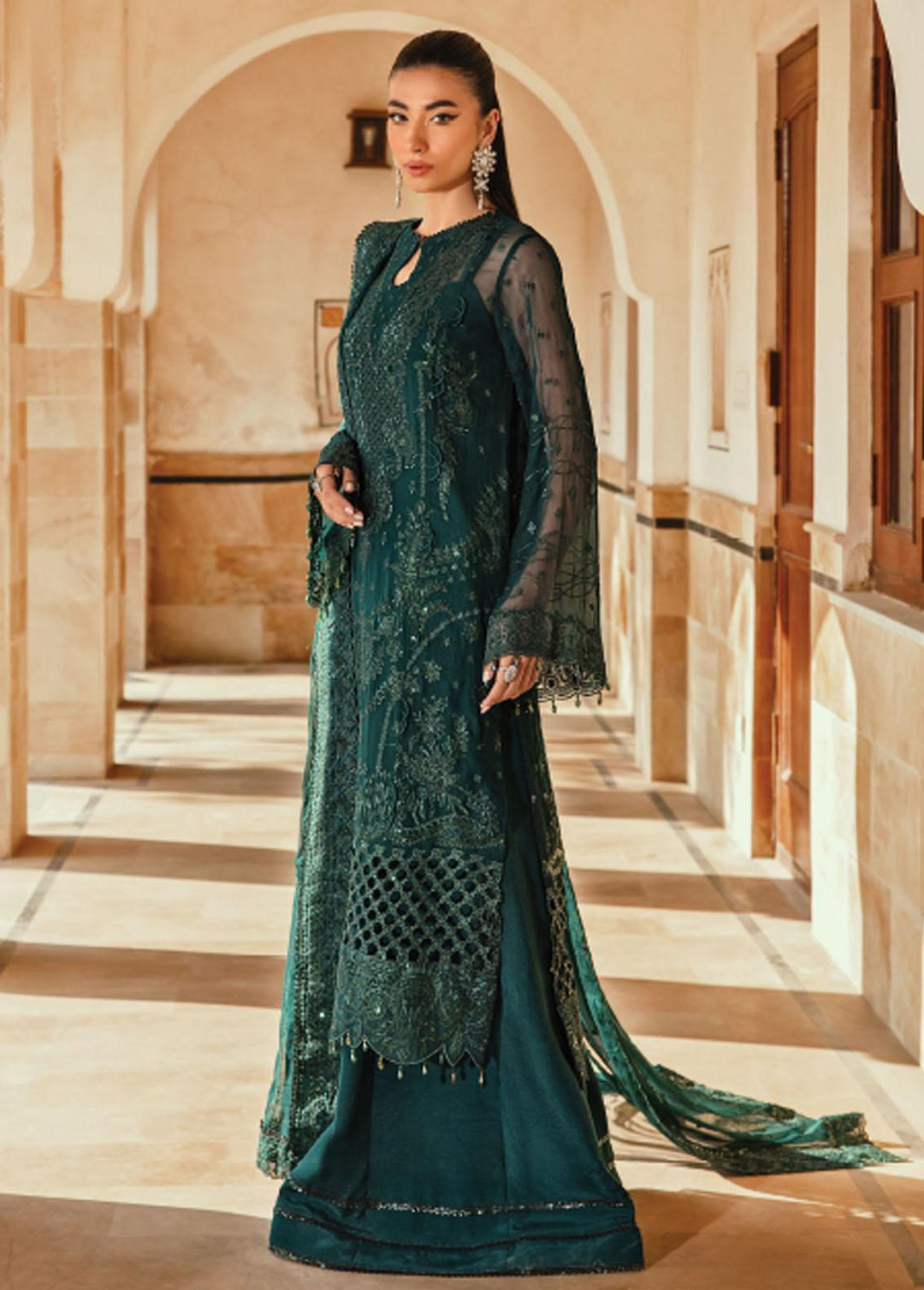 Mehr-un-Nissa By Florent Embroidered Chiffon Suits Unstitched 4 Piece FL23MN FL-1 - Wedding Collection