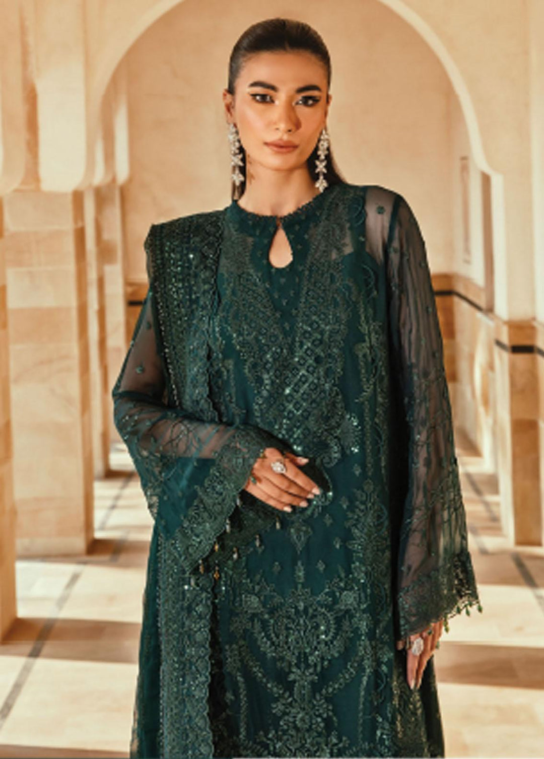 Mehr-un-Nissa By Florent Embroidered Chiffon Suits Unstitched 4 Piece FL23MN FL-1 - Wedding Collection