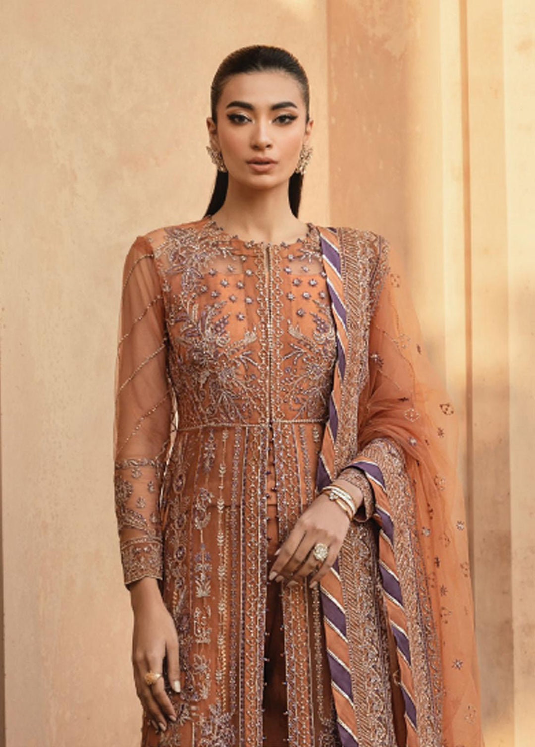Mehr-un-Nissa By Florent Embroidered Net Suits Unstitched 4 Piece FL23MN FL-5 - Wedding Collection
