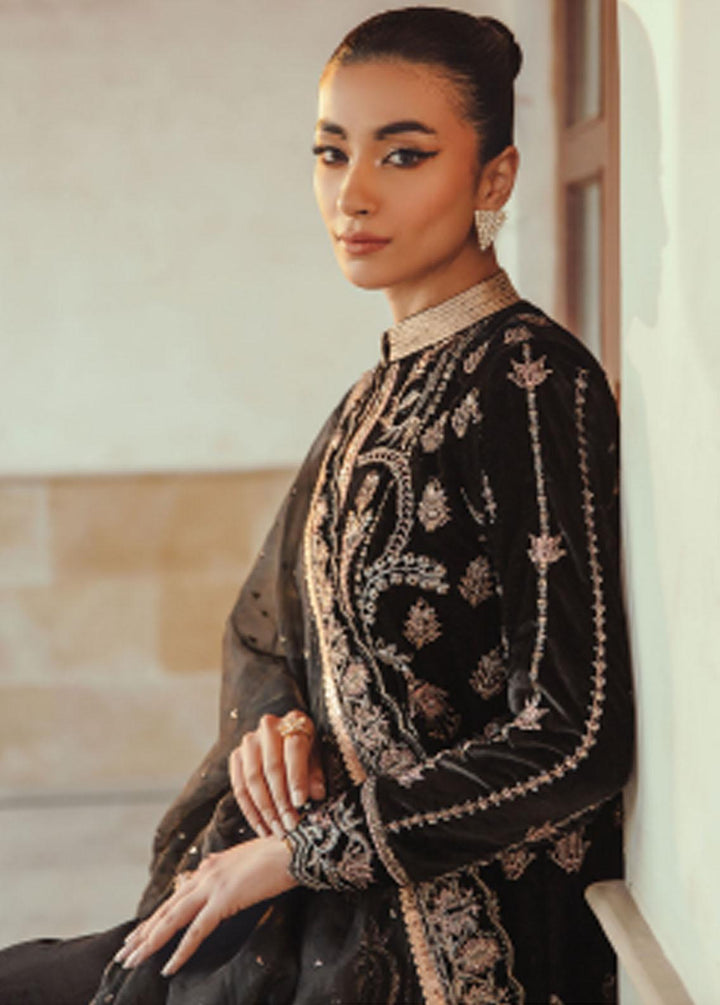 Mehr-un-Nissa By Florent Embroidered Velvet Suits Unstitched 3 Piece FL23MN FL-6 - Wedding Collection