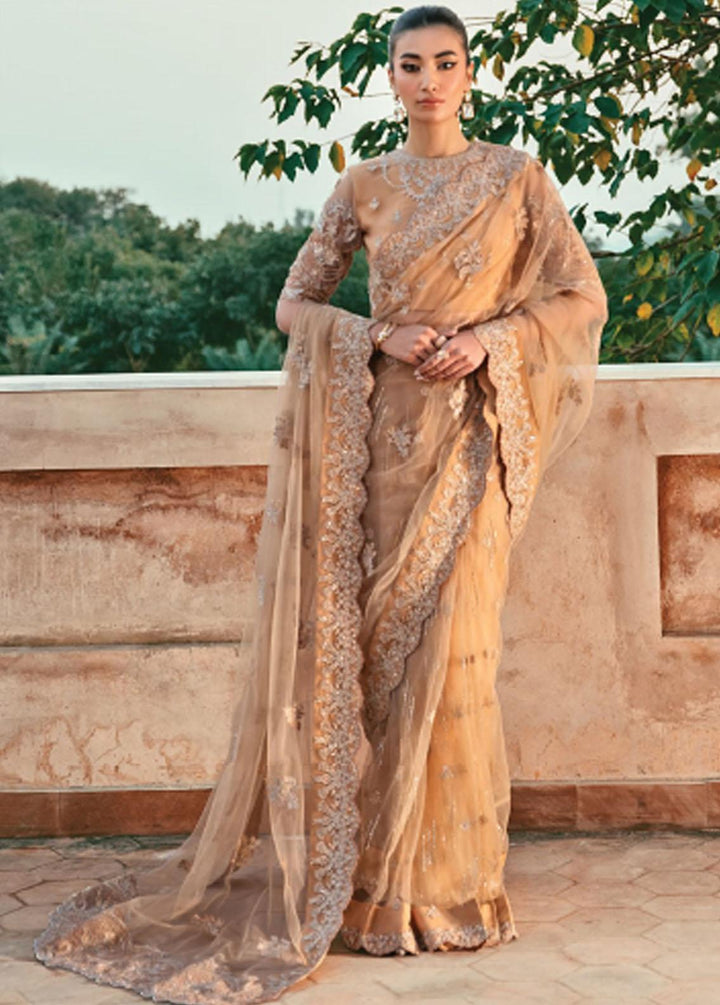 Mehr-un-Nissa By Florent Embroidered Net  Unstitched Saree FL23MN FL-7 - Wedding Collection