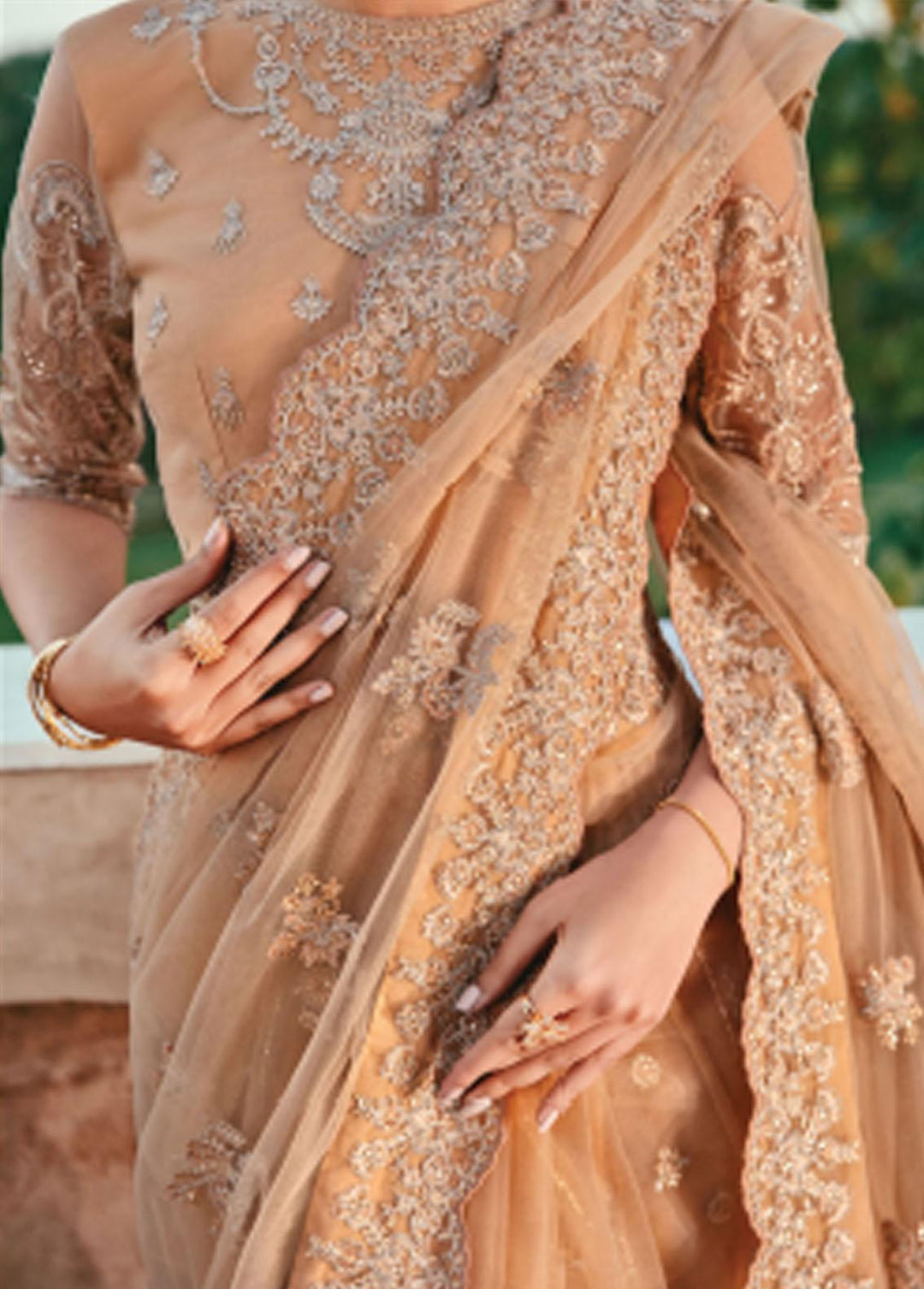 Mehr-un-Nissa By Florent Embroidered Net  Unstitched Saree FL23MN FL-7 - Wedding Collection