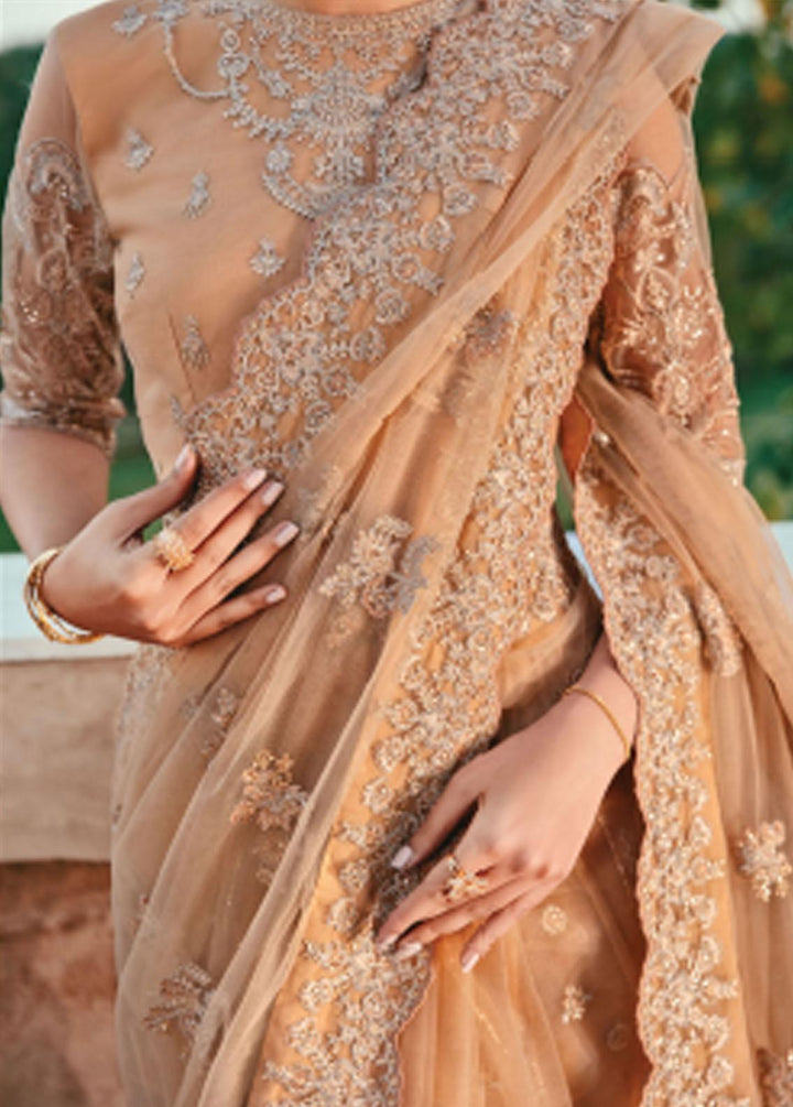 Mehr-un-Nissa By Florent Embroidered Net  Unstitched Saree FL23MN FL-7 - Wedding Collection
