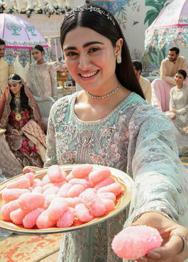 Mehram By Serene Embroidered Net Suits Unstitched 3 Piece SP23M SB-09 Arwah - Premium Collection