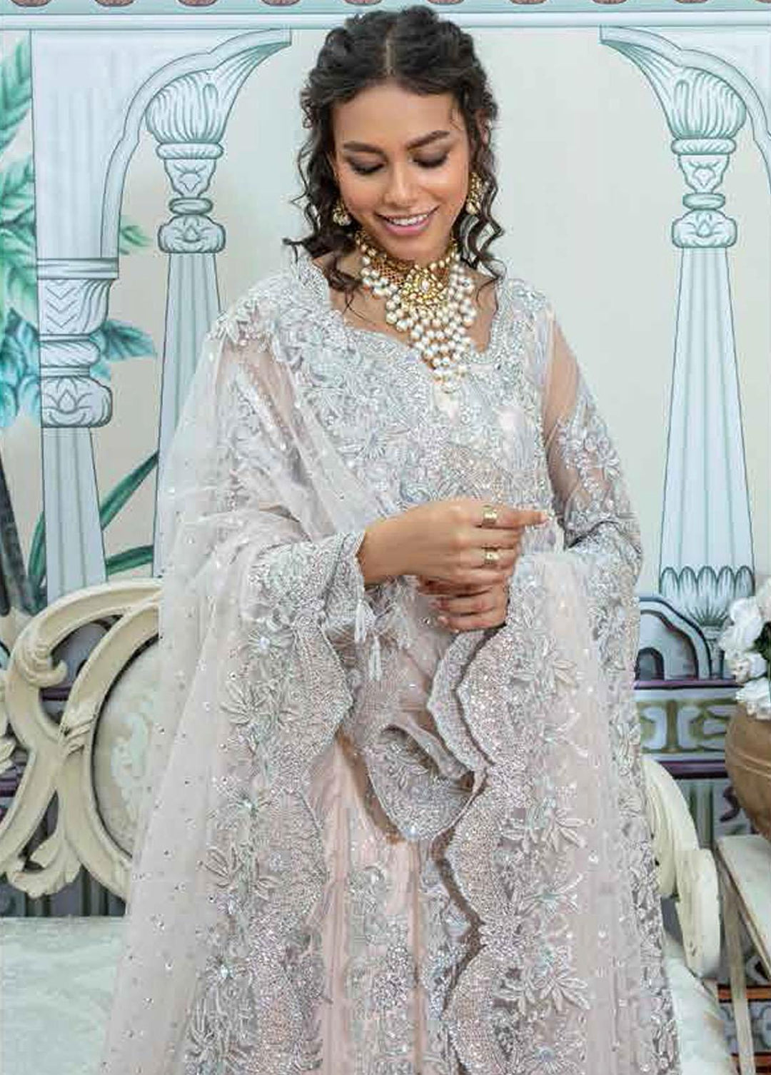 Mehram By Serene Embroidered Net Suits Unstitched 3 Piece SP23M SB-10 Fakhta - Premium Collection