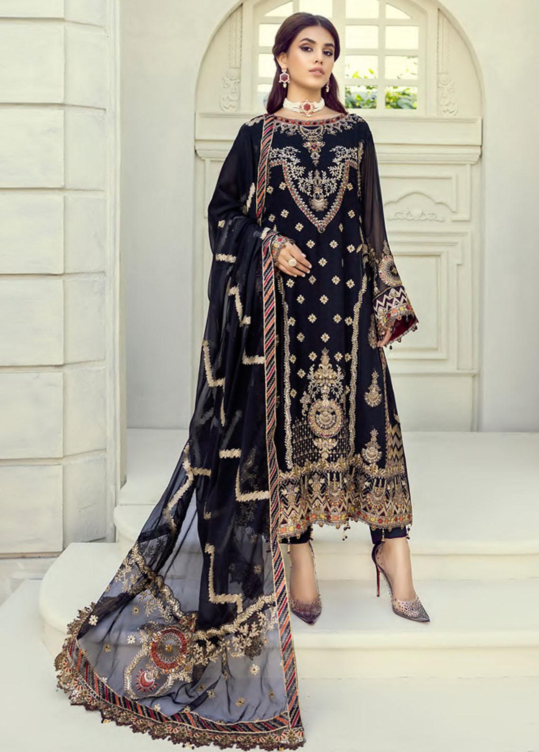 Mehrbano by Al Zohaib Embroidered Chiffon Suits Unstitched 3 Piece AZ22MF 03 - Formal Collection
