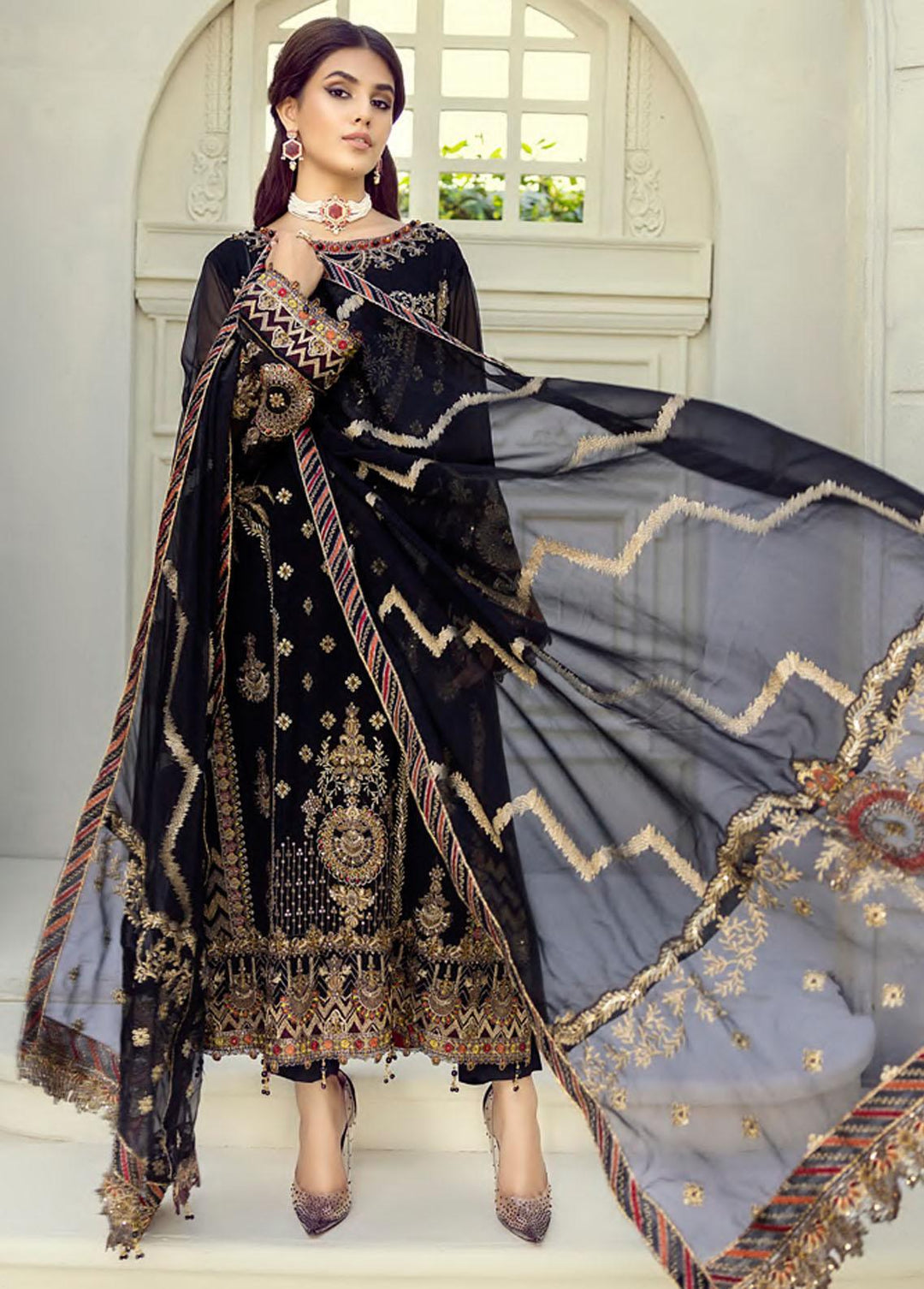 Mehrbano by Al Zohaib Embroidered Chiffon Suits Unstitched 3 Piece AZ22MF 03 - Formal Collection