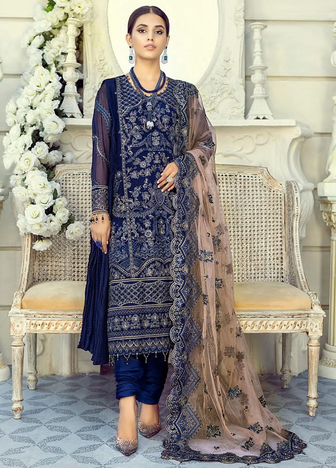 Mehrbano by Al Zohaib Embroidered Chiffon Suits Unstitched 3 Piece AZ22MF 04 - Formal Collection