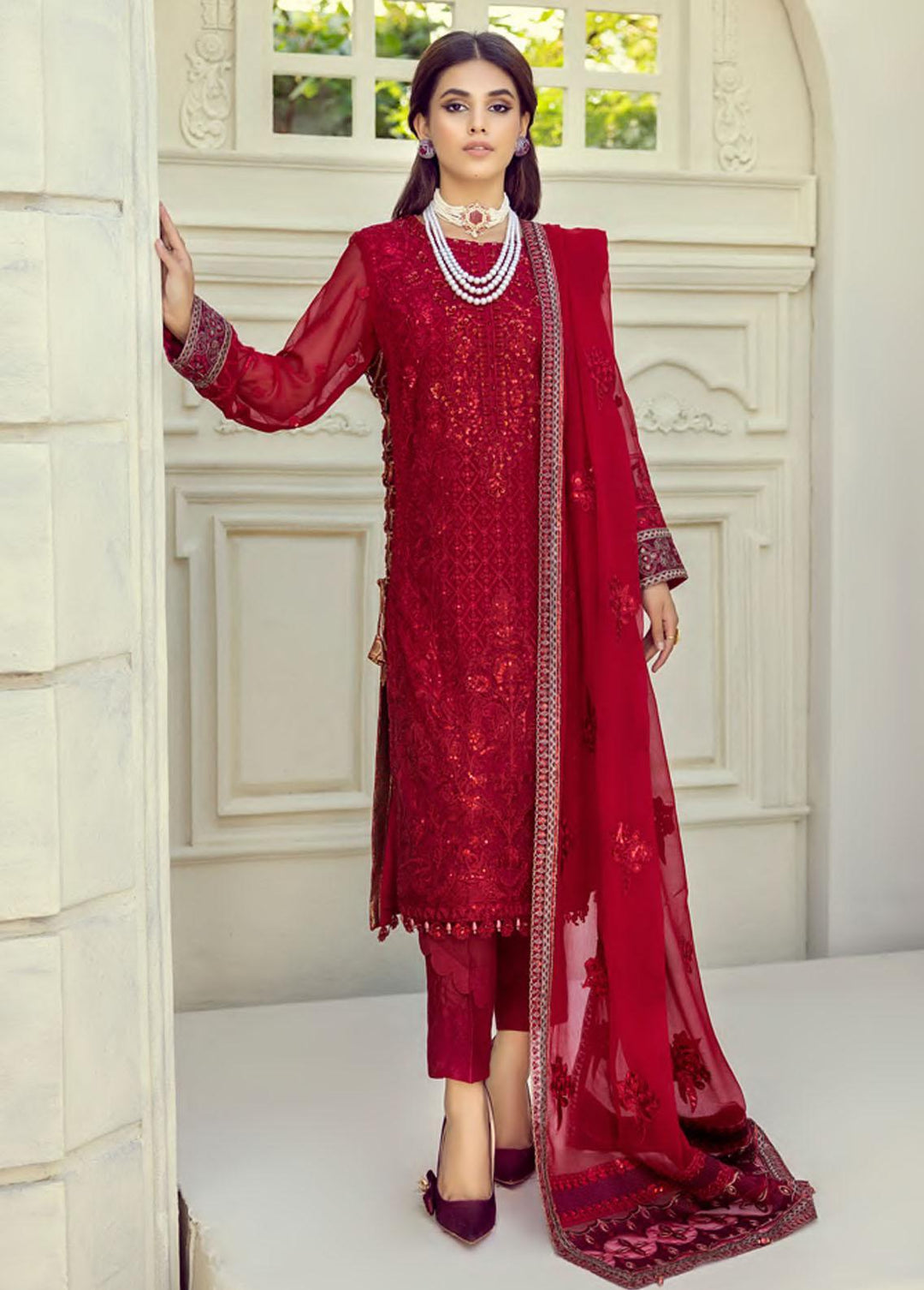 Mehrbano by Al Zohaib Embroidered Chiffon Suits Unstitched 3 Piece AZ22MF 05 - Formal Collection