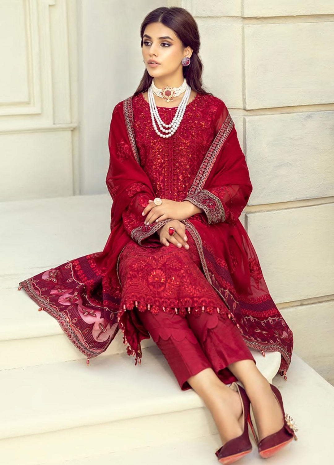 Mehrbano by Al Zohaib Embroidered Chiffon Suits Unstitched 3 Piece AZ22MF 05 - Formal Collection