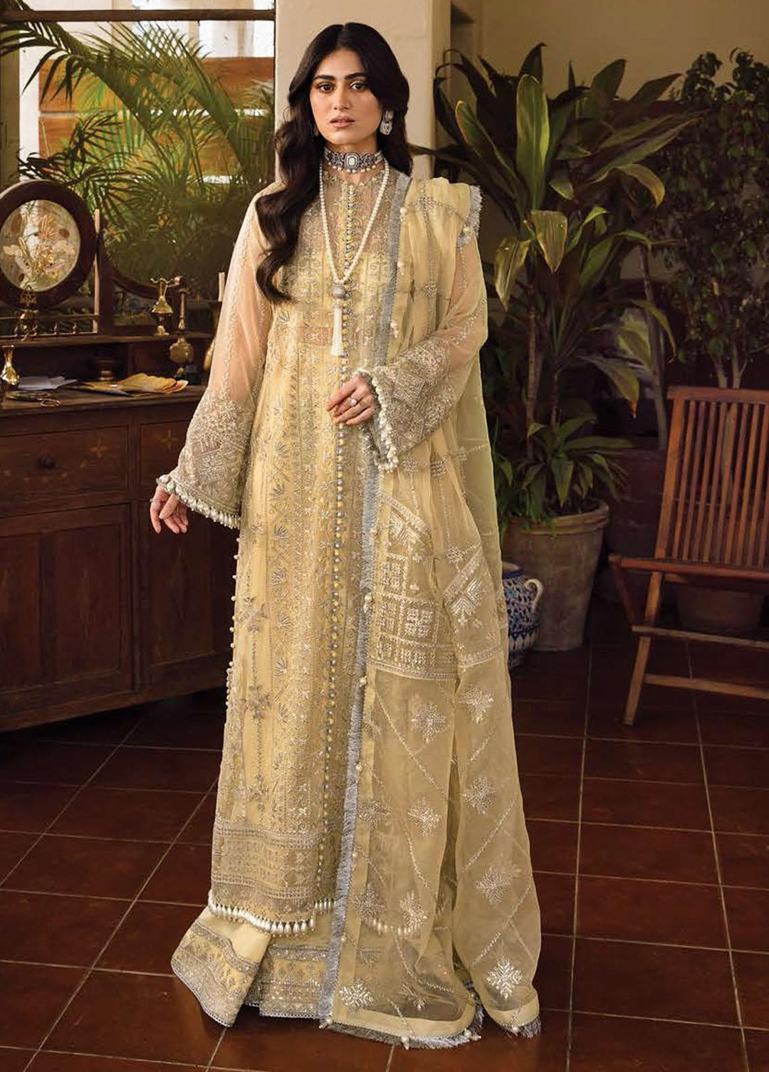 Mehrbano By Ayzel Embroidered Chiffon Suits Unstitched 3 Piece AAF23M AZ-V3-01 Lyra - Luxury Collection