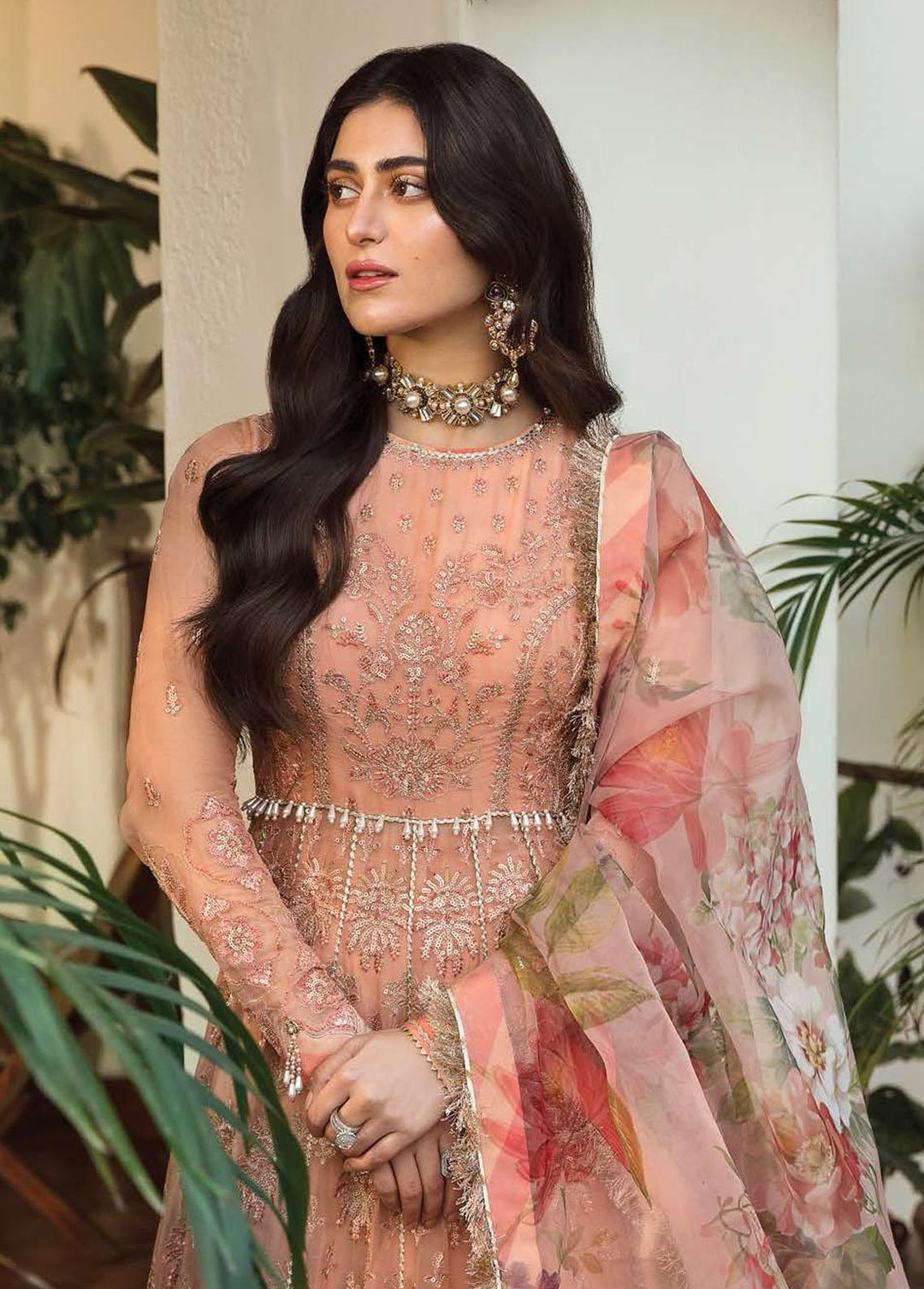 Mehrbano By Ayzel Embroidered Chiffon Suits Unstitched 3 Piece AAF23M AZ-V3-03 Elena - Luxury Collection