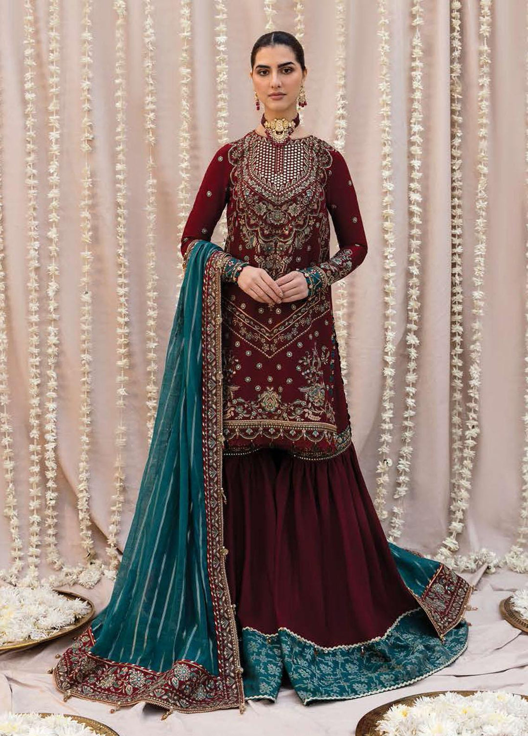 Mehrbano By Ayzel Embroidered Chiffon Suits Unstitched 3 Piece AAF23M AZ-V3-04 Amber - Luxury Collection
