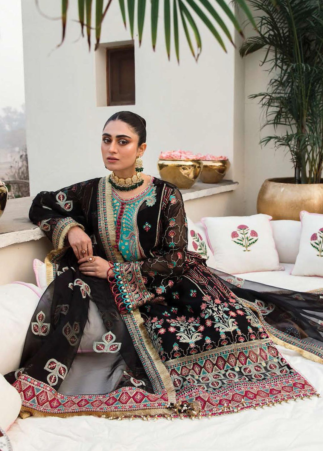 Mehrbano By Ayzel Embroidered Chiffon Suits Unstitched 3 Piece AAF23M AZ-V3-05 Kaloni - Luxury Collection