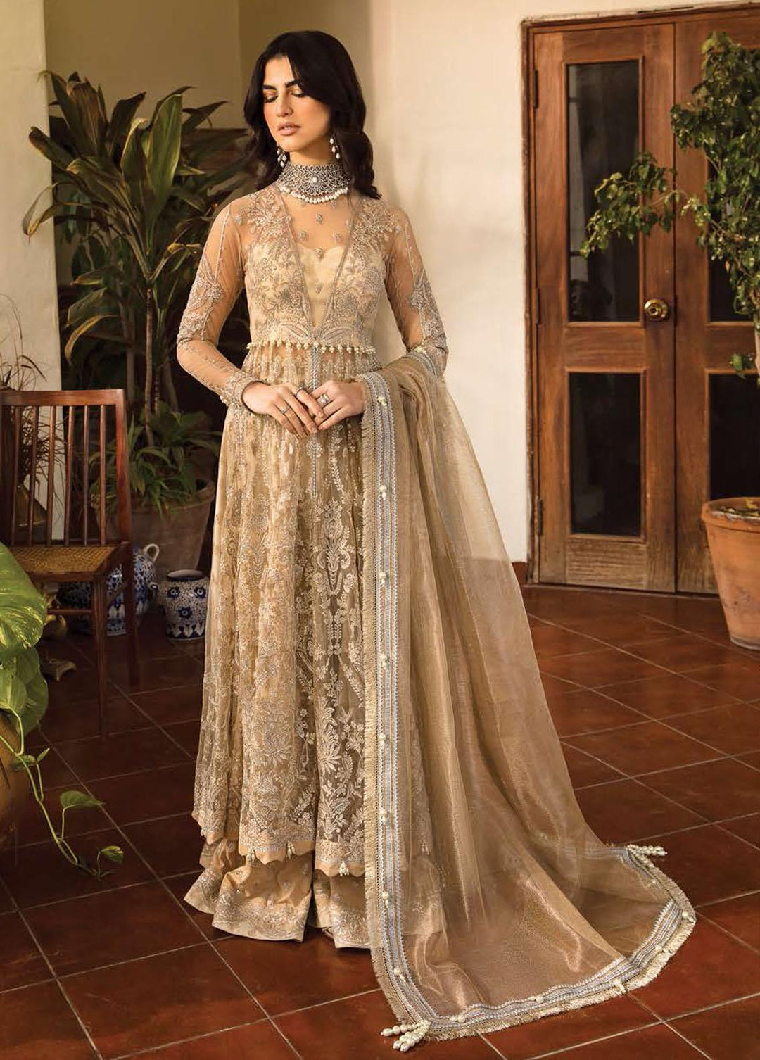 Mehrbano By Ayzel Embroidered Chiffon Suits Unstitched 3 Piece AAF23M AZ-V3-06 Ela - Luxury Collection