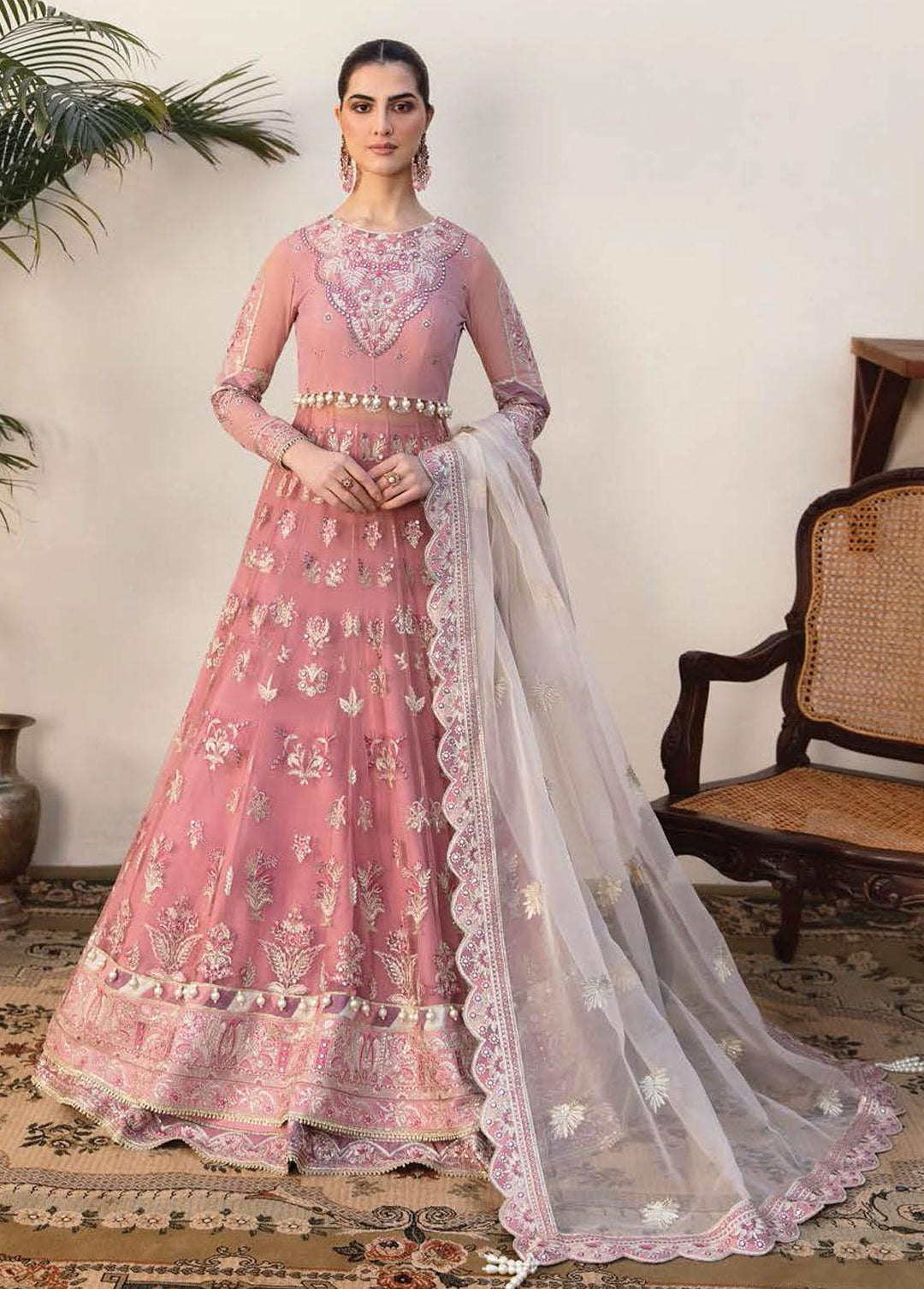 Mehrbano By Ayzel Embroidered Chiffon Suits Unstitched 3 Piece AAF23M AZ-V3-08 Rosabella - Luxury Collection