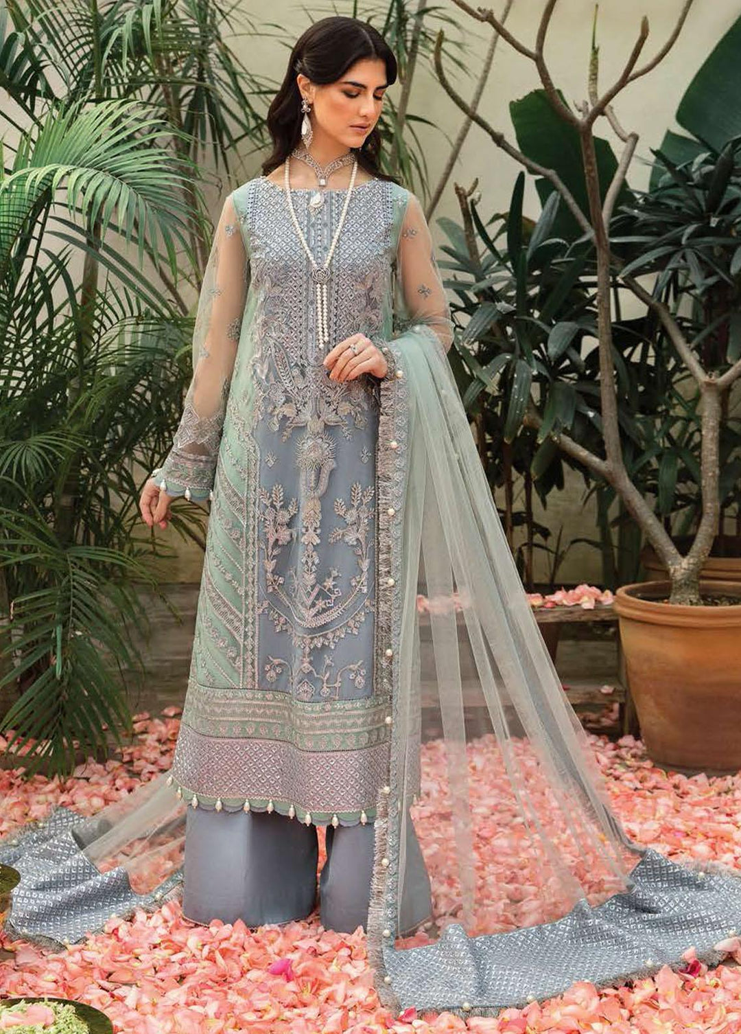 Mehrbano By Ayzel Embroidered Chiffon Suits Unstitched 3 Piece AAF23M AZ-V3-09 Celin - Luxury Collection