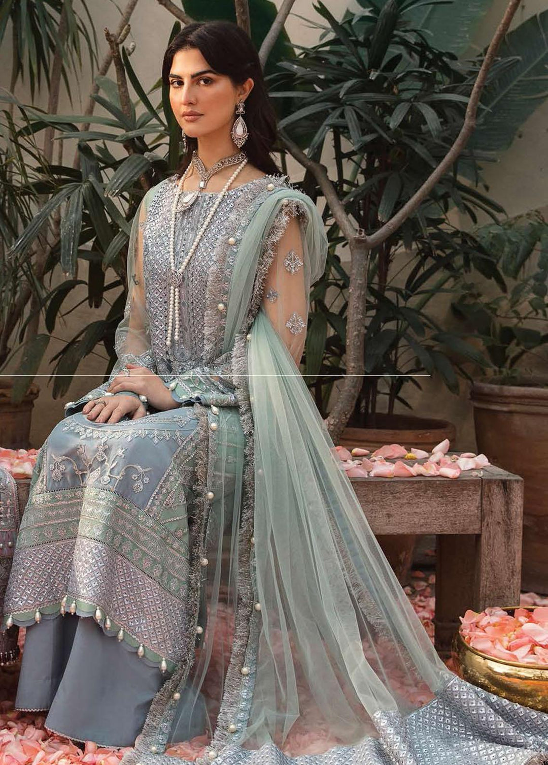 Mehrbano By Ayzel Embroidered Chiffon Suits Unstitched 3 Piece AAF23M AZ-V3-09 Celin - Luxury Collection