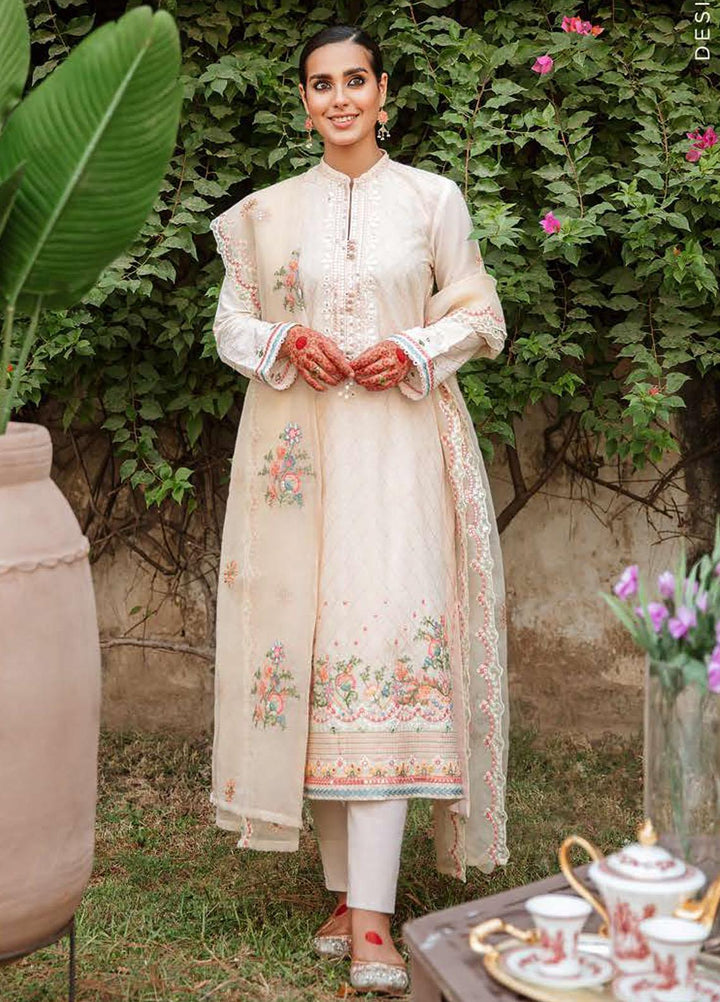 Mehrbano By Cross Stitch Embroidered Lawn Suits Unstitched 3 Piece CS22-ME2 D12 Coral Fantasy - Eid Collection