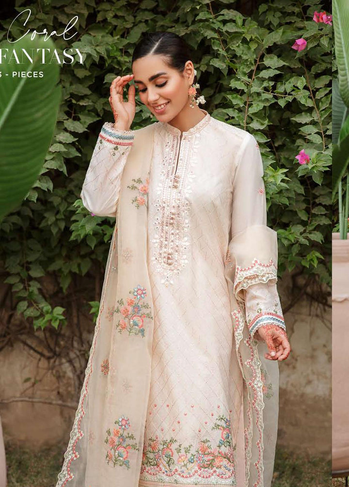 Mehrbano By Cross Stitch Embroidered Lawn Suits Unstitched 3 Piece CS22-ME2 D12 Coral Fantasy - Eid Collection