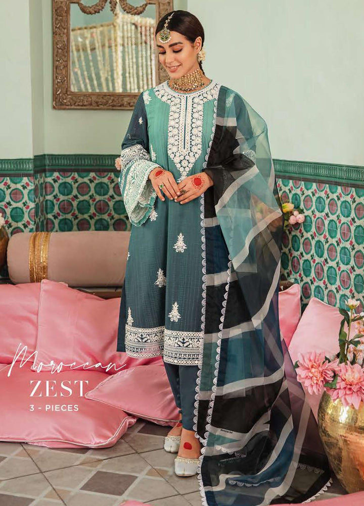 Mehrbano By Cross Stitch Embroidered Lawn Suits Unstitched 3 Piece CS22-ME2 D13 Moroccan Zest - Eid Collection