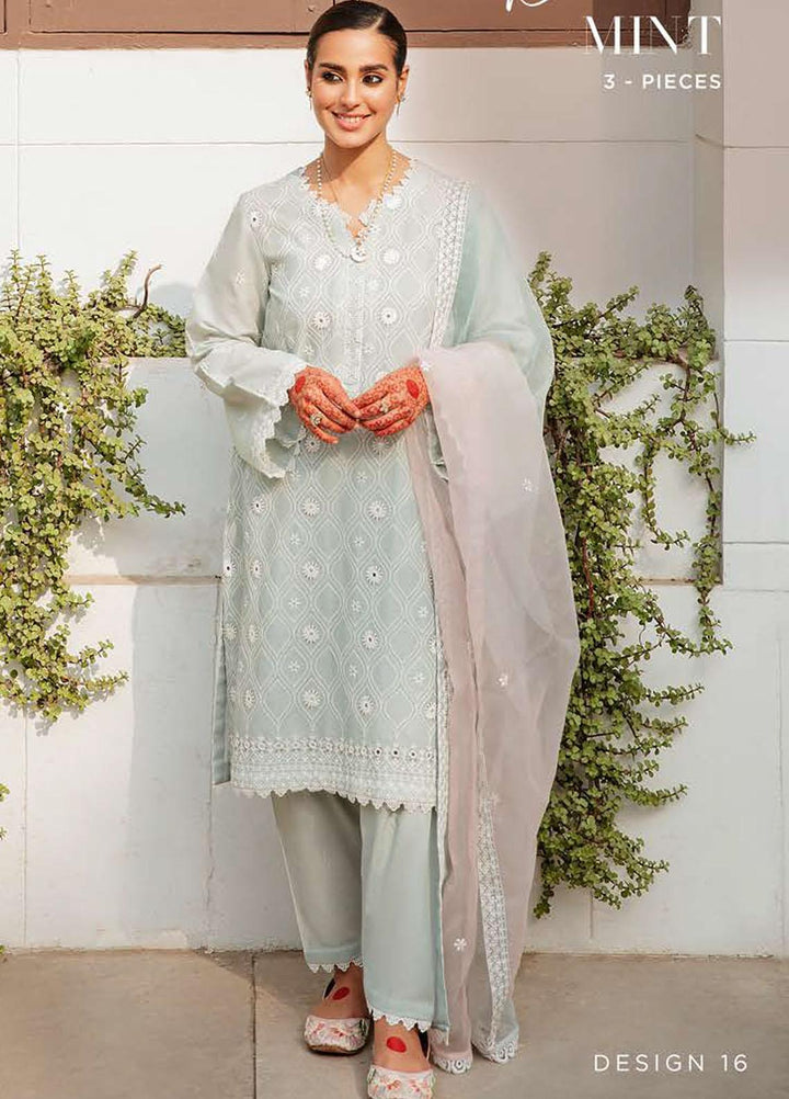 Mehrbano By Cross Stitch Embroidered Lawn Suits Unstitched 3 Piece CS22-ME2 D16 Relish Mint - Eid Collection