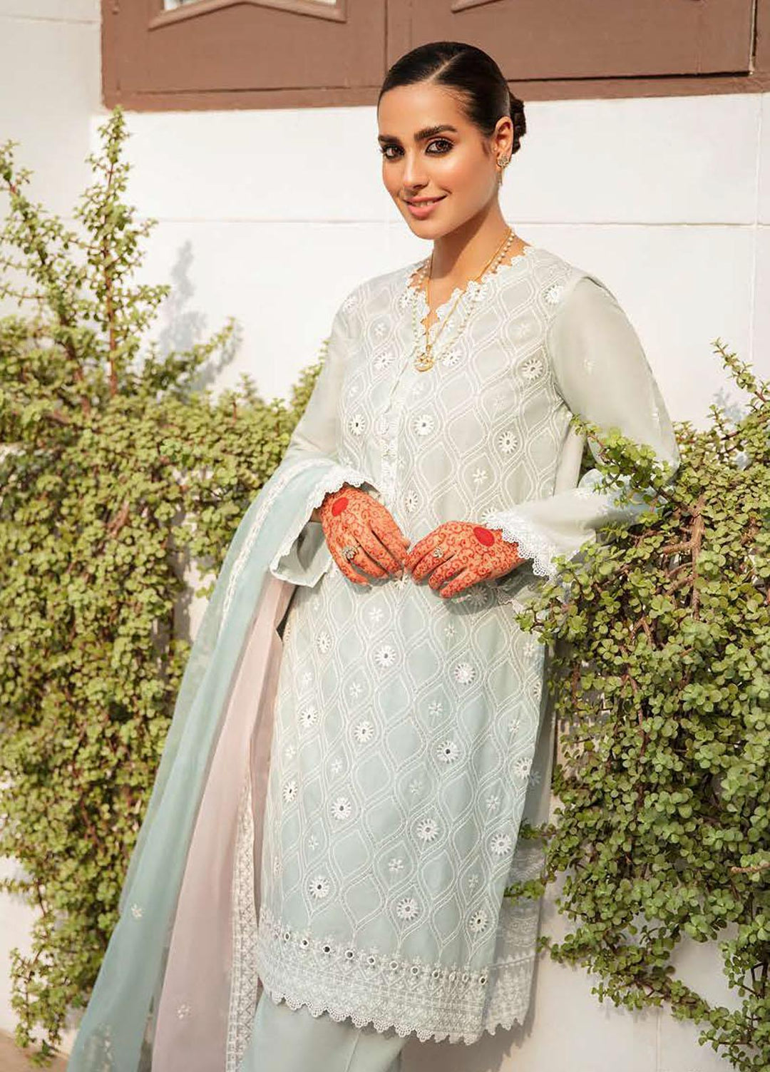 Mehrbano By Cross Stitch Embroidered Lawn Suits Unstitched 3 Piece CS22-ME2 D16 Relish Mint - Eid Collection