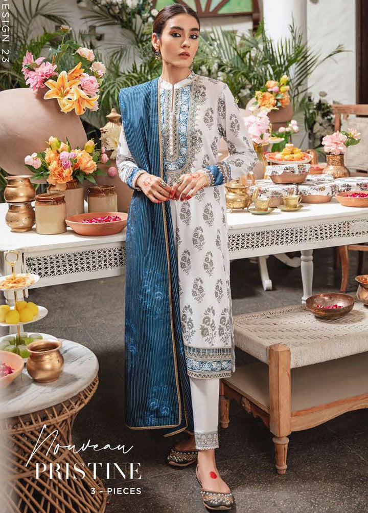 Mehrbano By Cross Stitch Embroidered Lawn Suits Unstitched 3 Piece CS22-ME2 D23 Nouveau Pristine - Eid Collection
