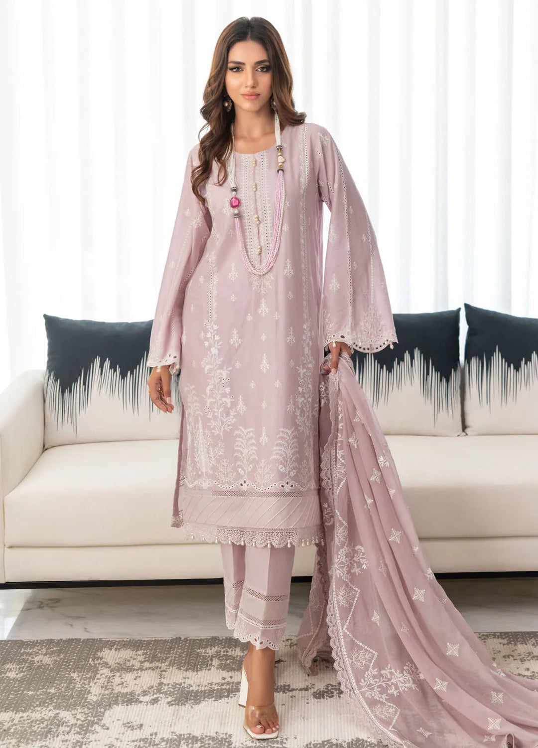 Mehro Maah By Addee Embroidered Lawn Suit Unstitched 3 Piece AD24M USA-1062 - Summer Collection