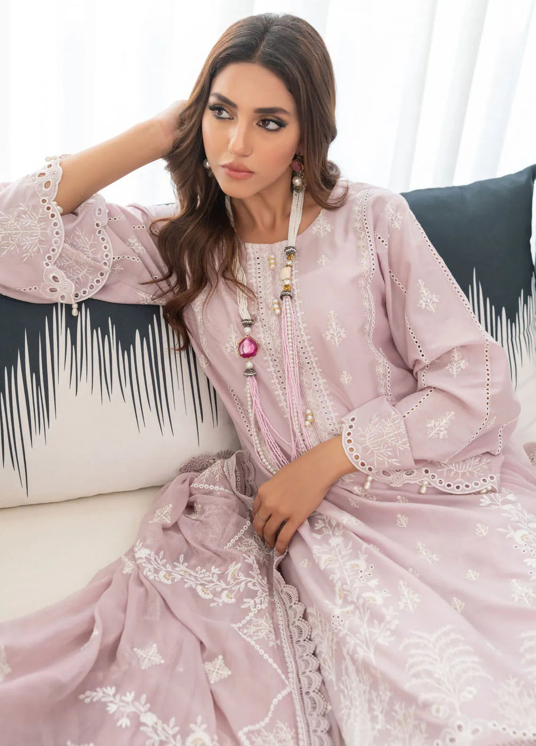 Mehro Maah By Addee Embroidered Lawn Suit Unstitched 3 Piece AD24M USA-1062 - Summer Collection