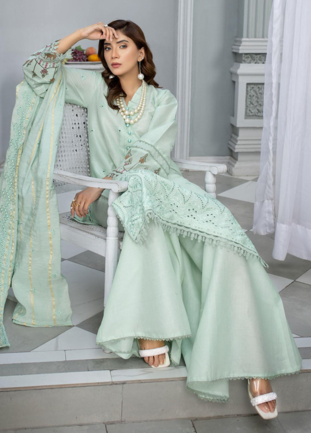 Mehru By Mahnur Embroidered Chikankari Lawn Suits Unstitched 3 Piece MN23MH D-06 - Eid Collection
