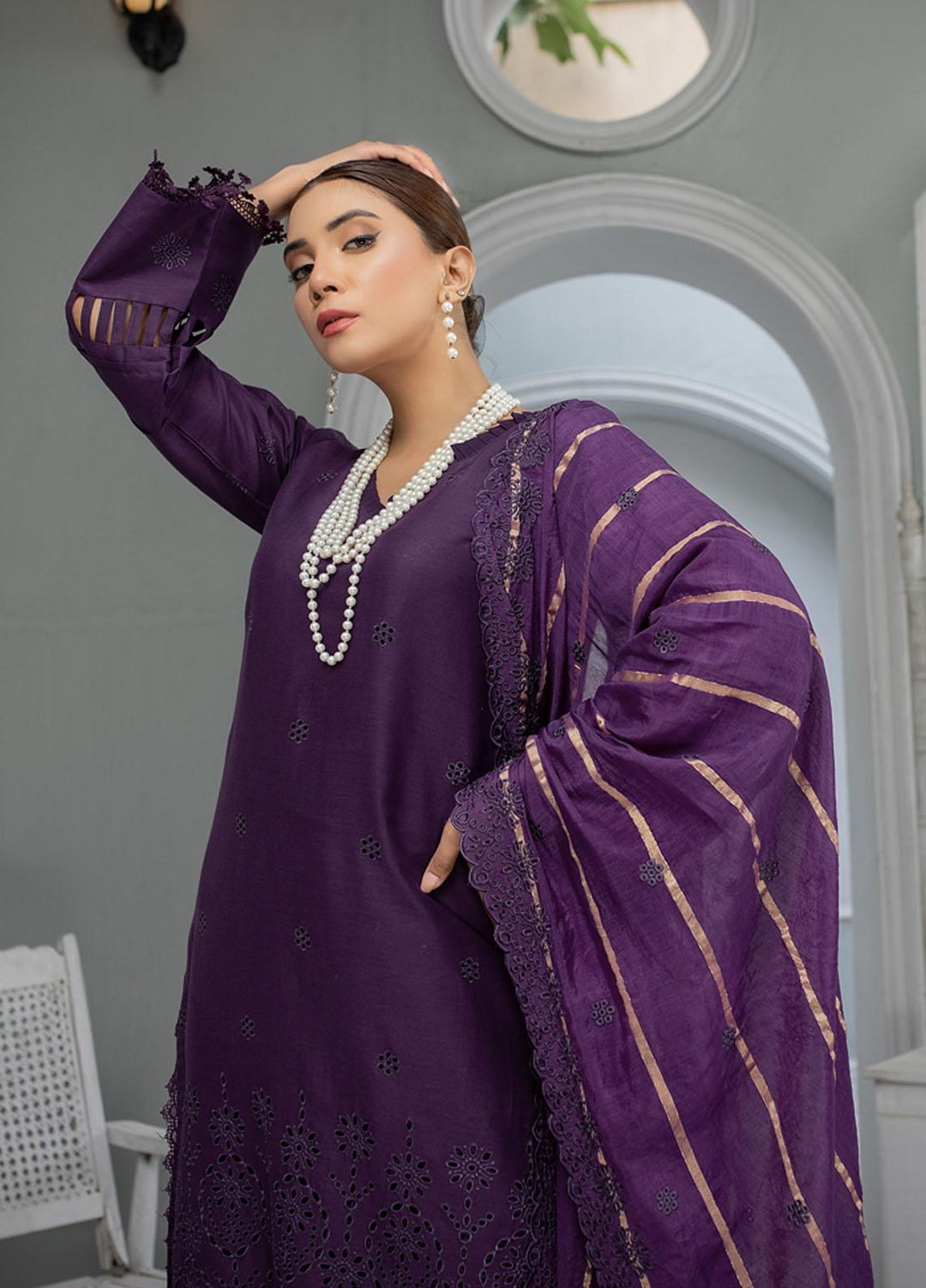 Mehru By Mahnur Embroidered Chikankari Lawn Suits Unstitched 3 Piece MN23MH D-09 - Eid Collection