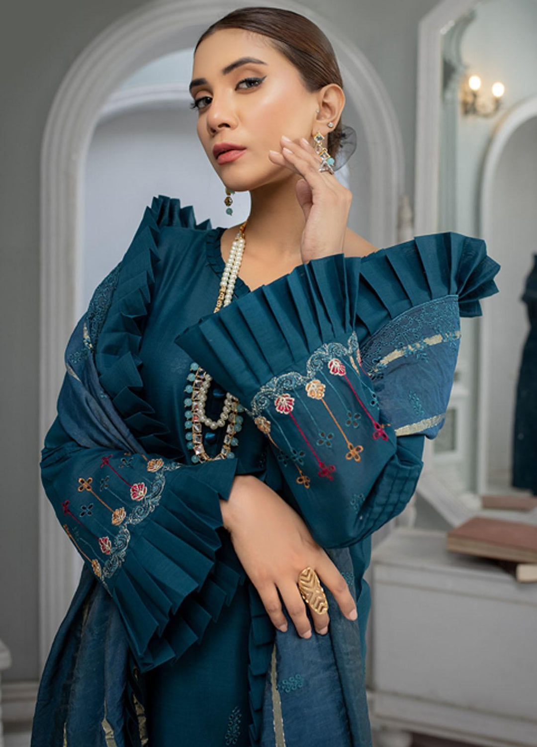 Mehru By Mahnur Embroidered Chikankari Lawn Suits Unstitched 3 Piece MN23MH D-10 - Eid Collection