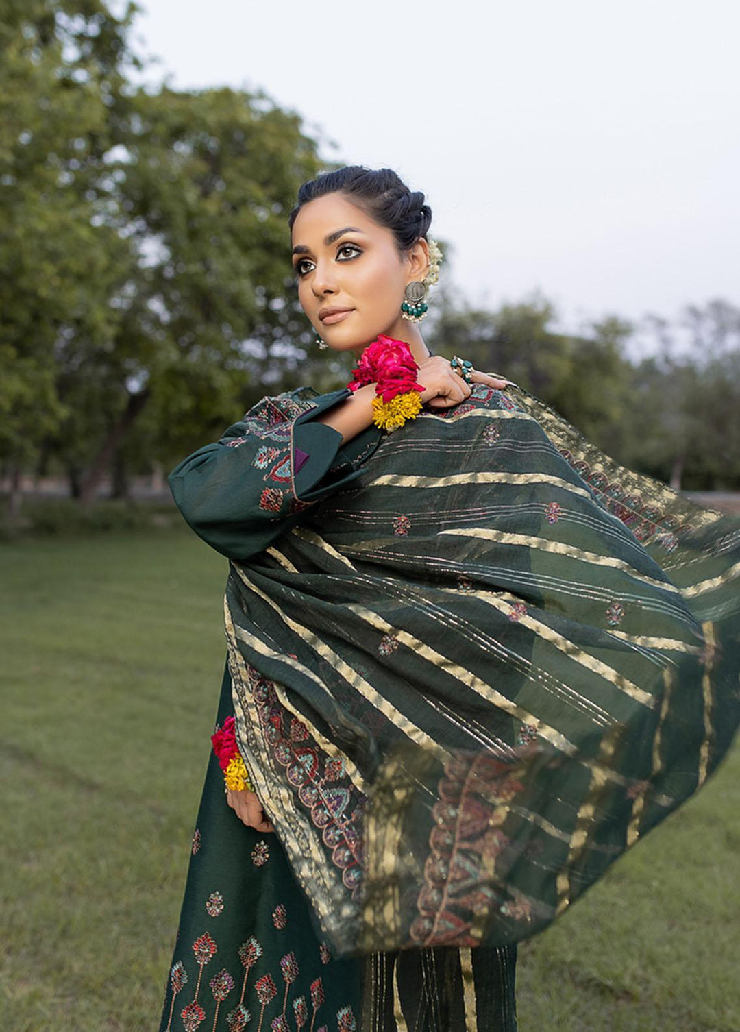 Mehru By Mahnur Embroidered Lawn Suits Unstitched 3 Piece MN23CK MEE-11 - Luxury Collection